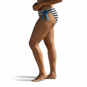 Hula Honey Stripe Bikini Bottom with Turquoise Side Ties through White Grommets